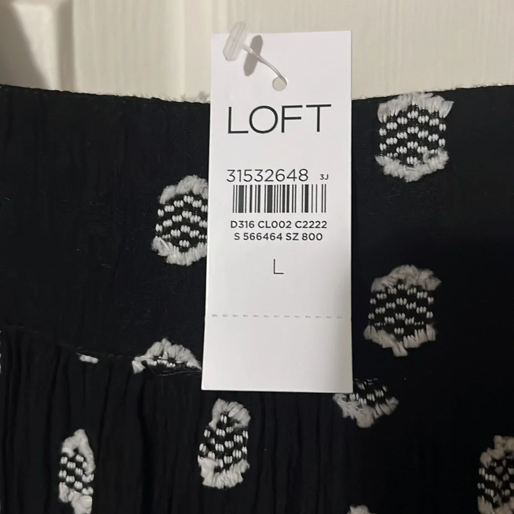 *NEW* LOFT Black & White Flutter Sleeve Dress Size L - Picture 8 of 9